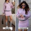 image:imageEXLURA Womens Two Piece Sets Cotton Striped Sweatshirt Matching Skirt Skort Tennis Vacation Cruise Outfits Travel Set 2026Grey Pink