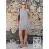 image:imageEXLURA Women Summer 100 Cotton Faux Linen Dresses Sleeveless Striped ALine Mini Sundress Beach Vacation Dress with PocketsBlack Stripe