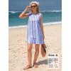image:imageEXLURA Women Summer 100 Cotton Faux Linen Dresses Sleeveless Striped ALine Mini Sundress Beach Vacation Dress with PocketsBlue Stripe
