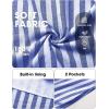 image:imageEXLURA Women Summer 100 Cotton Faux Linen Dresses Sleeveless Striped ALine Mini Sundress Beach Vacation Dress with PocketsBlue Stripe