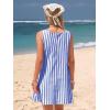 image:imageEXLURA Women Summer 100 Cotton Faux Linen Dresses Sleeveless Striped ALine Mini Sundress Beach Vacation Dress with PocketsBlue Stripe