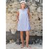 image:imageEXLURA Women Summer 100 Cotton Faux Linen Dresses Sleeveless Striped ALine Mini Sundress Beach Vacation Dress with PocketsBlue Stripe