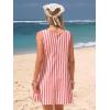 image:imageEXLURA Women Summer 100 Cotton Faux Linen Dresses Sleeveless Striped ALine Mini Sundress Beach Vacation Dress with PocketsRed Stripe