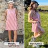 image:imageEXLURA Women Summer 100 Cotton Faux Linen Dresses Sleeveless Striped ALine Mini Sundress Beach Vacation Dress with PocketsRed Stripe