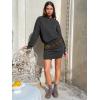 image:imageEXLURA Womens 2 Piece Skirt Sets Long Sleeve Mock Neck Sweatshirt Skort Matching Set Casual Airport Travel Spring OutfitsDark Grey