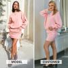 image:imageEXLURA Womens 2 Piece Skirt Sets Long Sleeve Mock Neck Sweatshirt Skort Matching Set Casual Airport Travel Spring OutfitsPink