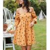 image:imageEXLURA Womens 2026 Square Neck Dress Long Puff Sleeve ALine Casual Short Mini DressesPolka Dotyellow