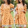 image:imageEXLURA Womens 2026 Square Neck Dress Long Puff Sleeve ALine Casual Short Mini DressesPolka Dotyellow
