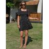 image:imageEXLURA Womens 2026 Summer Casual Square Neck Dresses Ruffle Short Sleeve Swiss Dot Flowy Mini DressBlue Floral
