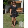 image:imageEXLURA Womens 2026 Summer Casual Square Neck Dresses Ruffle Short Sleeve Swiss Dot Flowy Mini DressBlue Floral