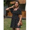 image:imageEXLURA Womens 2026 Summer Casual Square Neck Dresses Ruffle Short Sleeve Swiss Dot Flowy Mini DressBlue Floral