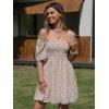 image:imageEXLURA Womens 2026 Summer Casual Square Neck Dresses Ruffle Short Sleeve Swiss Dot Flowy Mini DressOrange Floral