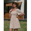 image:imageEXLURA Womens 2026 Summer Casual Square Neck Dresses Ruffle Short Sleeve Swiss Dot Flowy Mini DressOrange Floral