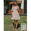 image:imageEXLURA Womens 2026 Summer Casual Square Neck Dresses Ruffle Short Sleeve Swiss Dot Flowy Mini DressOrange Floral