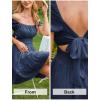 image:imageEXLURA Womens 2026 Summer Short Puff Sleeve Casual Short Mini Dresses Tie Back Square Neck ALine SundressDark Blue