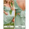 image:imageEXLURA Womens 2026 Summer Short Puff Sleeve Casual Short Mini Dresses Tie Back Square Neck ALine SundressGrey Green