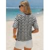 image:imageEXLURA Womens Crochet Tops Short Sleeve Knit Beach Sweater Hollow Out Swimsuit Cover Ups Striped Boho Cruise Vacation ShirtsBlack White