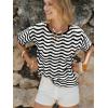 image:imageEXLURA Womens Crochet Tops Short Sleeve Knit Beach Sweater Hollow Out Swimsuit Cover Ups Striped Boho Cruise Vacation ShirtsBlack White