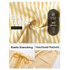 image:imageEXLURA Womens Faux Linen Striped Barrel Pants Comfy Drawstring Capri Pant with Pockets Summer Beach Vacation Lounge TrousersOrange