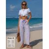 image:imageEXLURA Womens Faux Linen Striped Barrel Pants Comfy Drawstring Capri Pant with Pockets Summer Beach Vacation Lounge TrousersPurple