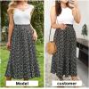 image:imageEXLURA Womens High Waist Polka Dot Pleated Maxi Long Skirt Floral Midi Swing Skirt Boho Beach Vacation Outfits with PocketsBlack Floral Daisy