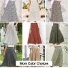 image:imageEXLURA Womens High Waist Polka Dot Pleated Maxi Long Skirt Floral Midi Swing Skirt Boho Beach Vacation Outfits with PocketsCoffee