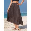 image:imageEXLURA Womens High Waist Polka Dot Pleated Maxi Long Skirt Floral Midi Swing Skirt Boho Beach Vacation Outfits with PocketsFlower Brown