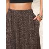image:imageEXLURA Womens High Waist Polka Dot Pleated Maxi Long Skirt Floral Midi Swing Skirt Boho Beach Vacation Outfits with PocketsFlower Brown