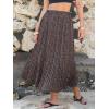 image:imageEXLURA Womens High Waist Polka Dot Pleated Maxi Long Skirt Floral Midi Swing Skirt Boho Beach Vacation Outfits with PocketsFlower Brown