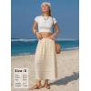 image:imageEXLURA Womens High Waist Polka Dot Pleated Maxi Long Skirt Floral Midi Swing Skirt Boho Beach Vacation Outfits with PocketsFlower White