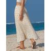 image:imageEXLURA Womens High Waist Polka Dot Pleated Maxi Long Skirt Floral Midi Swing Skirt Boho Beach Vacation Outfits with PocketsFlower White