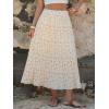 image:imageEXLURA Womens High Waist Polka Dot Pleated Maxi Long Skirt Floral Midi Swing Skirt Boho Beach Vacation Outfits with PocketsFlower White