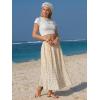 image:imageEXLURA Womens High Waist Polka Dot Pleated Maxi Long Skirt Floral Midi Swing Skirt Boho Beach Vacation Outfits with PocketsFlower White