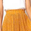 image:imageEXLURA Womens High Waist Polka Dot Pleated Maxi Long Skirt Floral Midi Swing Skirt Boho Beach Vacation Outfits with PocketsMustard Yellow