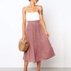 image:imageEXLURA Womens High Waist Polka Dot Pleated Maxi Long Skirt Floral Midi Swing Skirt Boho Beach Vacation Outfits with PocketsPink