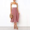 image:imageEXLURA Womens High Waist Polka Dot Pleated Maxi Long Skirt Floral Midi Swing Skirt Boho Beach Vacation Outfits with PocketsPink