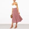 image:imageEXLURA Womens High Waist Polka Dot Pleated Maxi Long Skirt Floral Midi Swing Skirt Boho Beach Vacation Outfits with PocketsPink