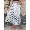 image:imageEXLURA Womens High Waist Polka Dot Pleated Maxi Long Skirt Floral Midi Swing Skirt Boho Beach Vacation Outfits with PocketsPolka Dots Black