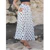 image:imageEXLURA Womens High Waist Polka Dot Pleated Maxi Long Skirt Floral Midi Swing Skirt Boho Beach Vacation Outfits with PocketsPolka Dots Black