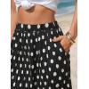 image:imageEXLURA Womens High Waist Polka Dot Pleated Maxi Long Skirt Floral Midi Swing Skirt Boho Beach Vacation Outfits with PocketsPolka Dots White
