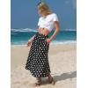 image:imageEXLURA Womens High Waist Polka Dot Pleated Maxi Long Skirt Floral Midi Swing Skirt Boho Beach Vacation Outfits with PocketsPolka Dots White