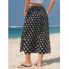 image:imageEXLURA Womens High Waist Polka Dot Pleated Maxi Long Skirt Floral Midi Swing Skirt Boho Beach Vacation Outfits with PocketsPolka Dots White