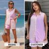 image:imageEXLURA Womens Summer 2 Piece Outfits Cotton Sleeveless Button Down Shirts Matching Shorts Sets Cruise Beach Vacation ResortOrange Pink