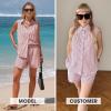 image:imageEXLURA Womens Summer 2 Piece Outfits Cotton Sleeveless Button Down Shirts Matching Shorts Sets Cruise Beach Vacation ResortRed