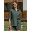 image:imageEXLURA Womens Summer 2 Piece Sets Long Sleeve Button Down Shirts Matching Short Sets Beach Vacation Cruise Outfits 2026Solid Green