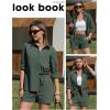 image:imageEXLURA Womens Summer 2 Piece Sets Long Sleeve Button Down Shirts Matching Short Sets Beach Vacation Cruise Outfits 2026Solid Green