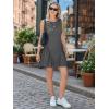 image:imageEXLURA Womens Summer Casual Cotton Gingham Dresses Back Elastic Waist Sleeveless Faux Linen Elegant Mini Short Beach DressBlack