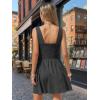 image:imageEXLURA Womens Summer Casual Cotton Gingham Dresses Back Elastic Waist Sleeveless Faux Linen Elegant Mini Short Beach DressBlack