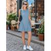 image:imageEXLURA Womens Summer Casual Cotton Gingham Dresses Back Elastic Waist Sleeveless Faux Linen Elegant Mini Short Beach DressBlue