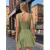 image:imageEXLURA Womens Summer Casual Cotton Gingham Dresses Back Elastic Waist Sleeveless Faux Linen Elegant Mini Short Beach DressGreen